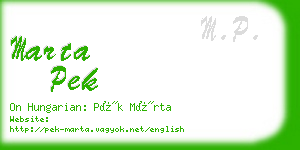 marta pek business card